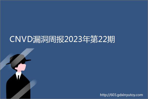 CNVD漏洞周报2023年第22期